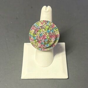 Vibrant Multicolor Rhinestones Stretch Ring NWOT